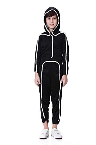 Hsctek Led Light up Stick Figure Costume for Kids, Halloween Stick Man Costume for Boys Girls(White,3-4Y)