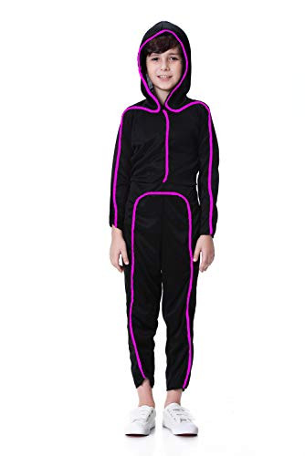 Hsctek Led Light up Stick Figure Costume for Kids, Halloween Stick Man Costume for Boys Girls(Purple,5-6Y)