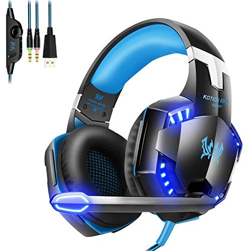 G2000 Gaming Headset, Noise Canceling Headphones with Mic,LED Light and Soft Memory Earmuffs,7.1 Surround Sound Stereo Gaming Headset for PC, Laptop, PS4, Xbox One Controller and Nintendo Switch