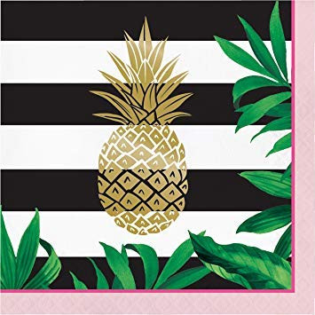 Golden Pineapple Wedding Party Theme Paper Luncheon Napkins - 48 Count