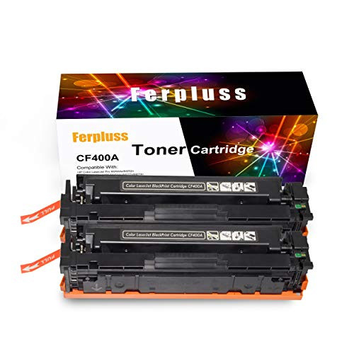 Ferpluss Compatible Toner Cartridge Replacement for HP 201A CF400A (Black,2Pk)