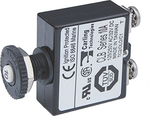 Blue Sea Systems Push Button Reset Only Screw Terminal 10A Circuit Breaker -