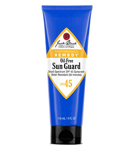 JACK BLACK  Oil-Free Sun Guard SPF 45 Sunscreen  Performance Remedy, Vitamin-Enriched Sunscreen, Water Resistant, Broad-Spectrum UVA/UVB Protection, 4 oz.