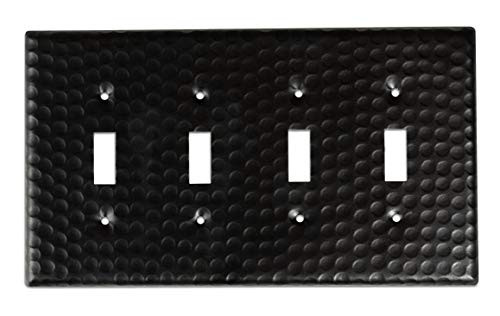 Monarch Abode 19110 Hand Hammered Matte Black Quad Wall Switch Plate