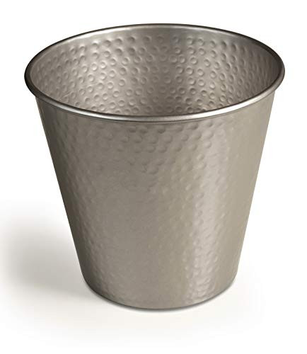 Monarch Abode Monarch Hand Hammered Metal Pewter Wastebasket Trash Bin,