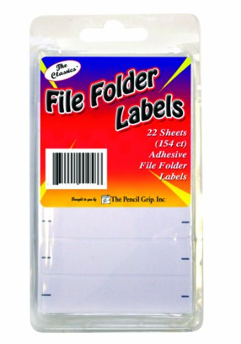Pencil Grip The Classics File Folder Labels, White, 22 Sheets, 154 Count (TPG-458)