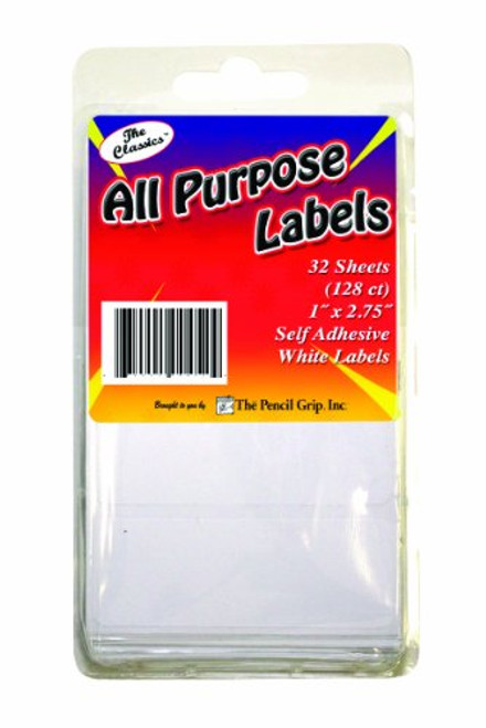 Pencil Grip The Classics All-Purpose White Labels, 1 x 2.75 Inches, 128 Labels per Box, 6 Boxes per Pack (TPG-45206) Pencil Grip The Classics All-Purpose White Labels, 1 x 2.75 Inches, 128 Labels per Box, 6 Boxes per Pack (TPG-45206)