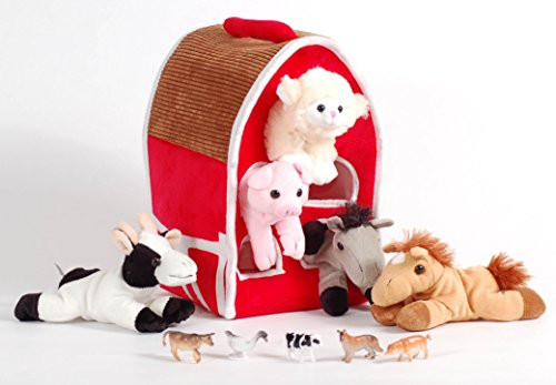 Unipak 12" Plush Red Barn Playset with 5 Stuffed Farm Animals (Lamb, Pig, Cow, Gray Horse and Brown Horse) and 5 Bonus Farm Animal Figures Unipak 12" Plush Red Barn Playset with 5 Stuffed Farm Animals (Lamb, Pig, Cow, Gray Horse and Brown Horse) and 5 Bonus Farm Animal Figures