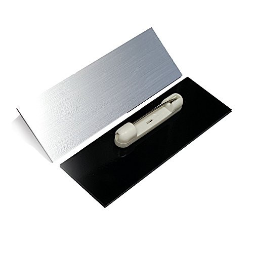 Name Badge Blanks with Pin - 25 Pack Brushed Silver 1" X 3"