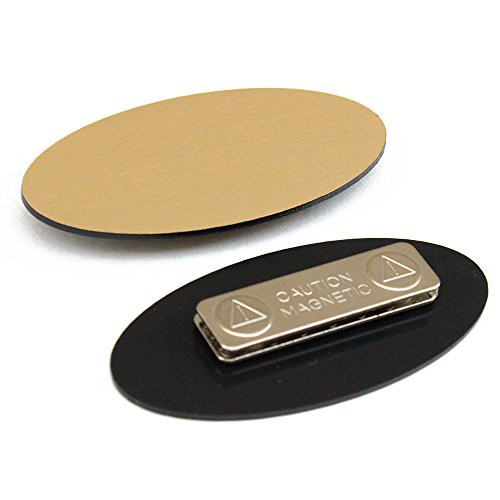 Oval Name Badge Blanks with Magnet - 10 Pack (Brushed Gold)