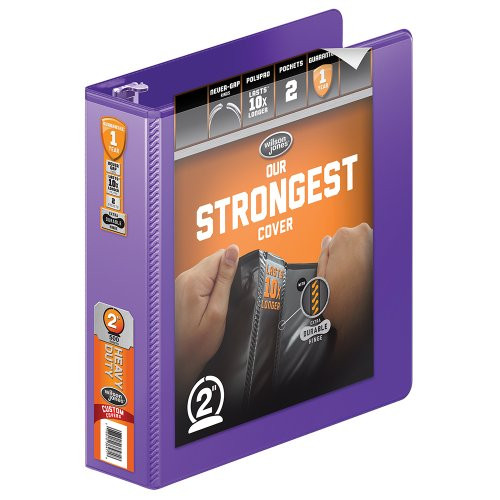 Wilson Jones Heavy Duty Round Ring View Binder with Extra Durable Hinge, 2 Inch, Customizable, Purple (W363-44-267)