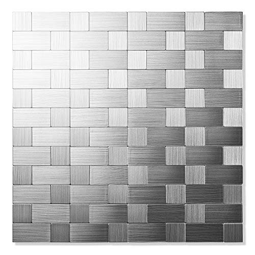 Yipscazo Peel and Stick Tile Backsplashes, Stainless Steel Stick on Wall Tiles for Kitchen (Sample)