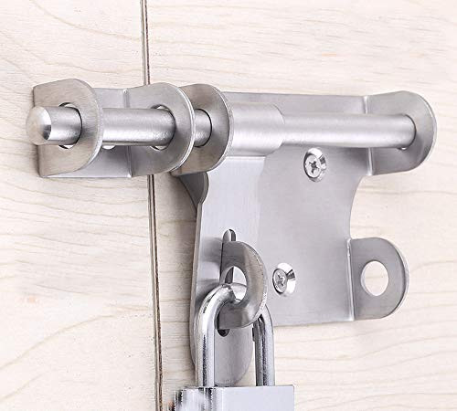 dingchi Sliding Bolt Gate Latch,Stainless Steel Latch Bolt Door Latch Lock, Bolt with Padlock Hole, Hasp Safety Clasp Hasp Barrel Bolt Sliding Latches,Stainless Steel Brushed Finish