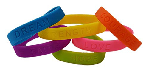 dazzling toys Rubber Bracelets Assorted Colors Inspirational Sayings Bracelets 2 DOZEN | Bracelets Have Messages Dream, Hope, Love, Faith, Courage Strength.