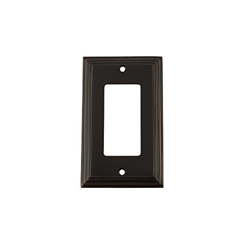 Nostalgic Warehouse 719665 Deco Switch Plate with Single Rocker Timeless Bronze