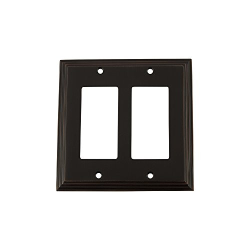 Nostalgic Warehouse 719666 Deco Switch Plate with Double Rocker, Timeless Bronze