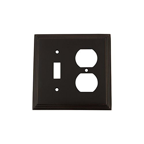 Nostalgic Warehouse 719671 Deco Switch Plate with Toggle and Outlet Timeless Bronze