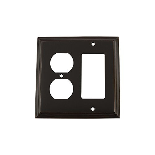 Nostalgic Warehouse 719672 Deco Switch Plate with Rocker and Outlet, Timeless Bronze