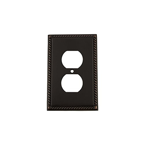 Nostalgic Warehouse 719680 Rope Switch Plate with Outlet Timeless Bronze