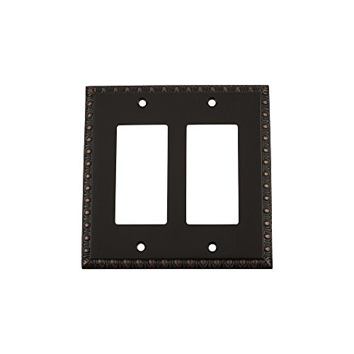 Nostalgic Warehouse 719690 Egg & Dart Switch Plate with Double Rocker, Timeless Bronze