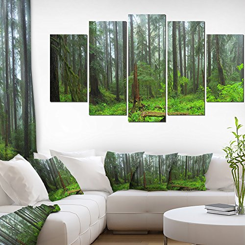 Designart HOH Rain Forest-Landscape Photography Canvas Print-60x32-5, 60x32-5 Panels Diamond Shape