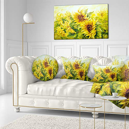 Design Art PT9748-40-20 Bright Yellow Sunny Sunflowers Floral Painting Canvas Print, 40x20,
