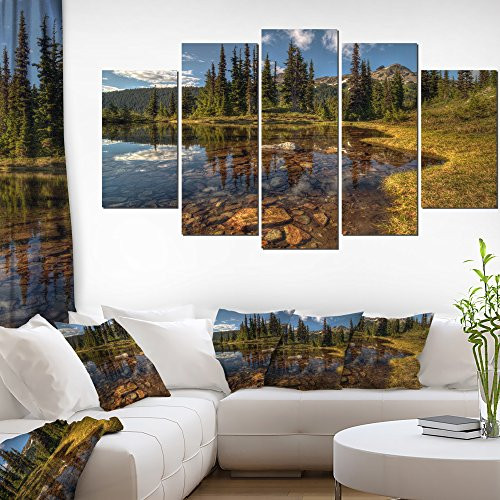 Designart PT14414-373 Art Canvas 60x32-5 Panels Diamond Shape Green