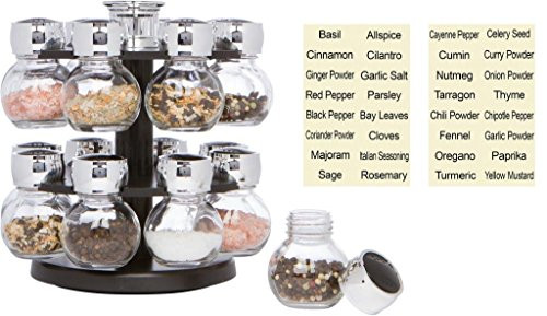 Trademark Innovations 16 Glass Jar  Revolving Carousel Spice Rack