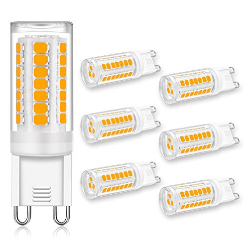 G9 LED Light Bulb 4W Equivalent 40W Halogen Bulbs, G9 Base, Warm White 3000K, 400LM Lamp, AC 120V CRI 83 for Home Lighting, Ceiling Fan, Chandelier, Not Dimmable (6 Pack) by Yuiip