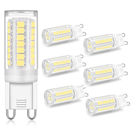 G9 LED Light Bulb 4W Equivalent 40W Halogen Bulbs, G9 Base, Daylight White 6000K, 400LM, AC 120V CRI 83 Lamp for Home Lighting, Ceiling Fan, Chandelier, Not Dimmable (6 Pack) by Yuiip