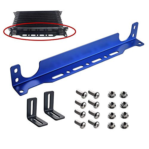 JGR Universal Engine Oil Cooler Mounting Bracket Kit Blue Billet Aluminum For Oil Cooler Radiator Mocal Style