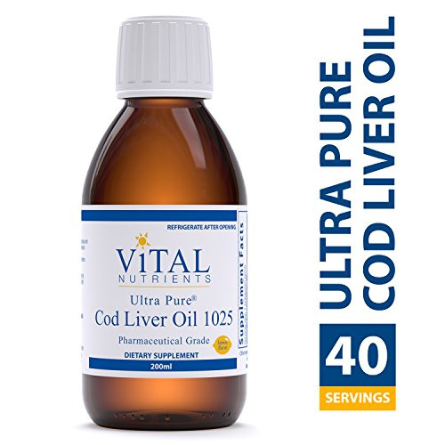 Vital Nutrients - Ultra Pure Cod Liver Oil 1025 (Pharmaceutical Grade) - 100% Pure Norwegian Cod Liver Oil - 200 ml