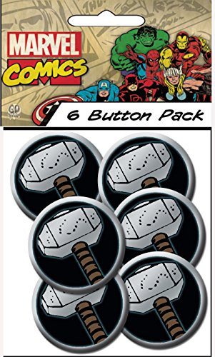 C&D Visionary Marvel Comics Retro Thor Hammer 1.25" Button (6-Piece)