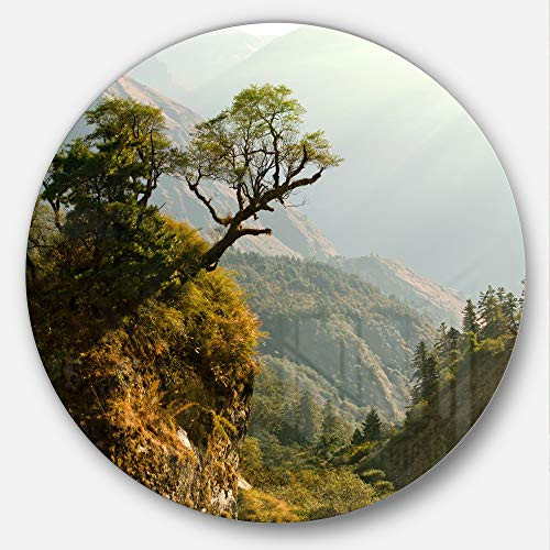 Designart Enchanted Nepal Mountains-Landscape Photography Large Metal Wall Art - Disc of 23, 23'' H x 23'' W x 1'' D 1P, Green Designart Enchanted Nepal Mountains-Landscape Photography Large Metal Wall Art - Disc of 23, 23'' H x 23'' W x 1'' D 1P, Green