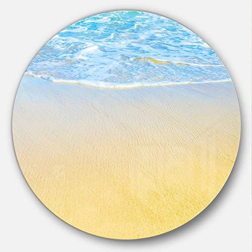 Designart Smooth Sea Surf Over Blue Waters Contemporary Seascape Metal Wall Art Disc of 23 inch 23'' H x 23'' W x 1'' D 1P Gold