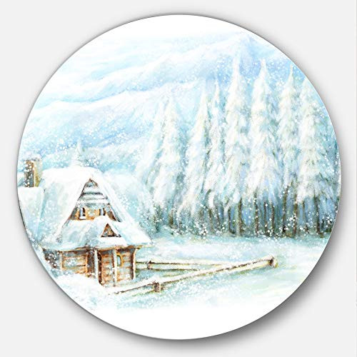 Designart Christmas Winter Happy Scene Landscape Large Metal Wall Art - Disc of 23 23'' H x 23'' W x 1'' D 1P Designart Christmas Winter Happy Scene Landscape Large Metal Wall Art - Disc of 23 23'' H x 23'' W x 1'' D 1P