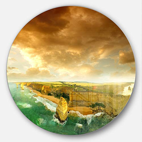 Designart Ocean Road Australia Green Modern Seascape Metal Artwork - Disc of 23 23'' H x 23'' W x 1'' D 1P Blue Designart Ocean Road Australia Green Modern Seascape Metal Artwork - Disc of 23 23'' H x 23'' W x 1'' D 1P Blue