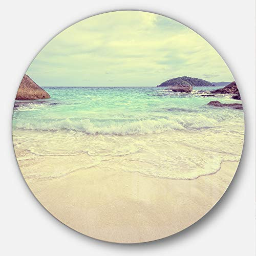 Designart Vintage Style Seashore Thailand Seascape Round Metal Wall Art Disc of 11 inch 11'' H x 11'' W x 1'' D 1P White