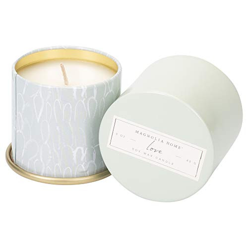 Magnolia Home Love Scented 3.0 oz Soy Wax Tin Candle by Joanna Gaines - Illume Pack of 2