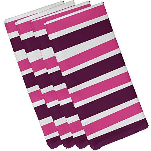 E by design Decorative Holiday Napkin, Stripe, (Set of 4), 19 x 19", Purple