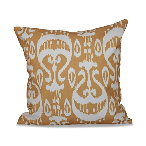 E by design PGN544YE6-26 26 x 26-inch, Ikat, Geometric Print Pillow, Gold 26x26 Yellow