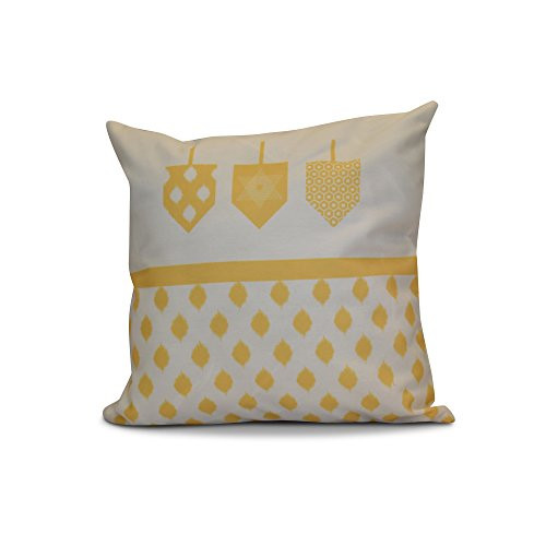 E by design PGHN570YE9-26 26 x 26 inch, Decorative Holiday Pillow, Geometric, Yellow