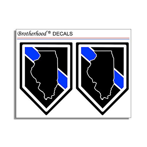 Brotherhood Thin Blue Line Car Window Decal - Police Support Stickers Pack of Four State and Four Thin Blue Line American Flag Decals for Illinois State?
