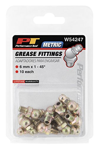 Performance Tool W54247 6mm x 1mm 45? Grease Fitting, (Pack of 10)