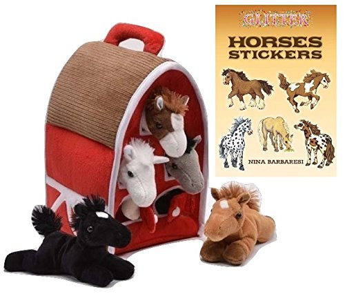 Unipak Horse House 12" Plush Stuffed Animal with Glitter Horse Animal sticker book Unipak Horse House 12" Plush Stuffed Animal with Glitter Horse Animal sticker book