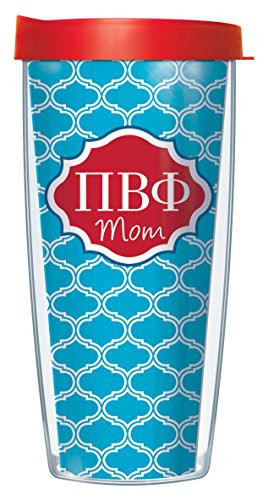 Pi Beta Phi Mom on Blue Duofoil 22 Oz Traveler Tumbler Mug with Lid