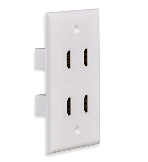 HDMI Wall Plate, HTTX White 4-Port HDMI Wall Plate with Removable F/F HDMI Keystone Jack Inserts