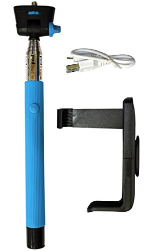 Bluetooth Wireless Selfie Stick - Built-in Remote Shutter - Extendable and Compact Handheld Monopod - Compatible with universal Bluetooth devices - Blue