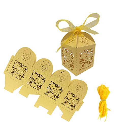 We Moment 50pcs Flower Candy Boxes Laser Cut Party Favor Box Candy Bag Chocolate Gift Boxes with Ribbons Wedding Favor Boxes for Bridal Shower Baby Shower Birthday Party Decoration Wedding Favor,Gold We Moment 50pcs Flower Candy Boxes Laser Cut Party Favor Box Candy Bag Chocolate Gift Boxes with Ribbons Wedding Favor Boxes for Bridal Shower Baby Shower Birthday Party Decoration Wedding Favor,Gold