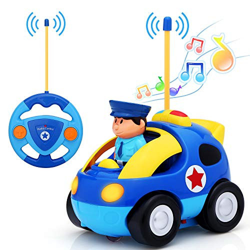 KINGSDRAGON Remote Control Car, Cartoon RC Police Car Race Car with Lights and Music,Radio Control Toys for Kids Young Children and Toddlers,Perfect Birthday Xmas (Blue)
